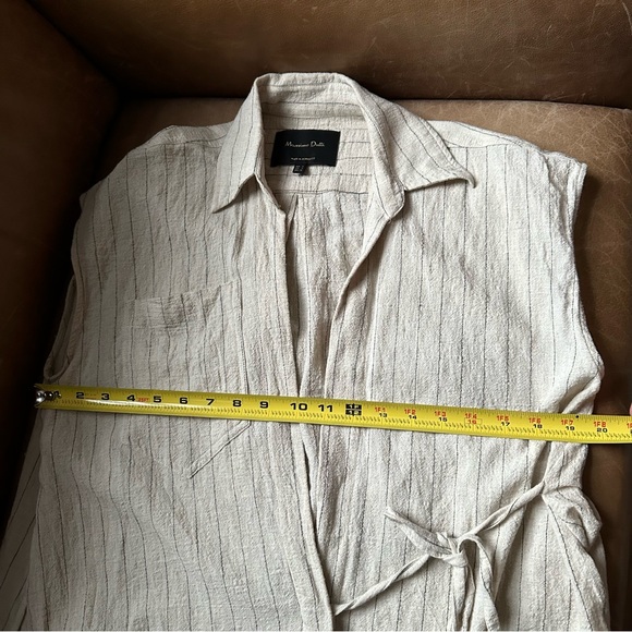 Massimo Dutti pinstripe wrap top linen cotton blouse natural fibers size small - Picture 14 of 17